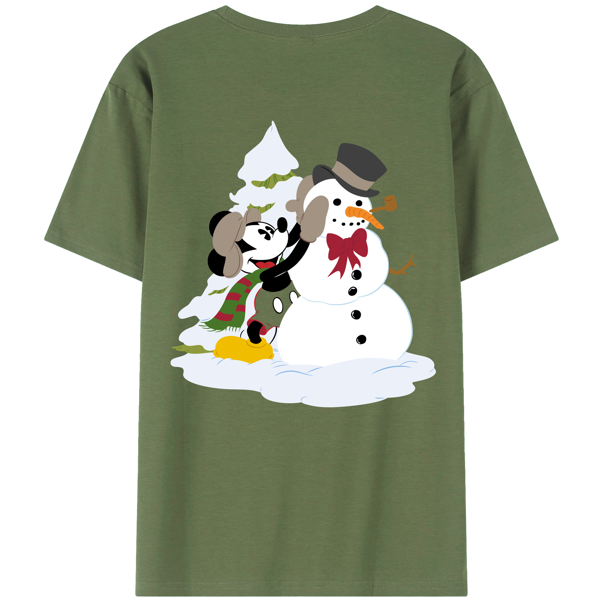 ミッキーマウス Mickey Mouse 綿100％ メンズ半袖Tシャツ（バックプリント） 通気性